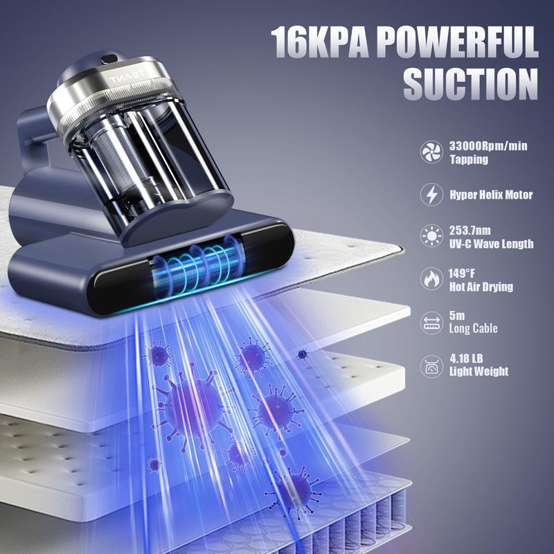 Teant mattress vacuum cleaner effectively removes dust mites.