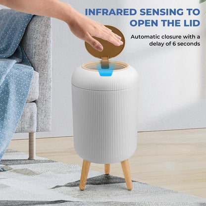 Pukomc Smart Sensor Trash Can, with lid, waterproof and touchless design.