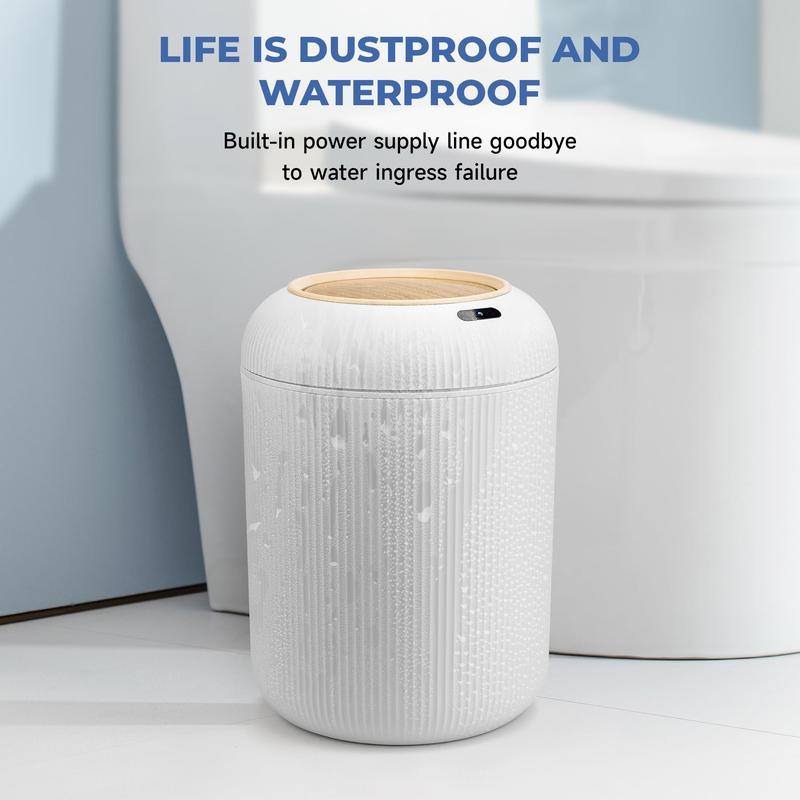 Pukomc Smart Sensor Trash Can, with lid, waterproof and touchless design.